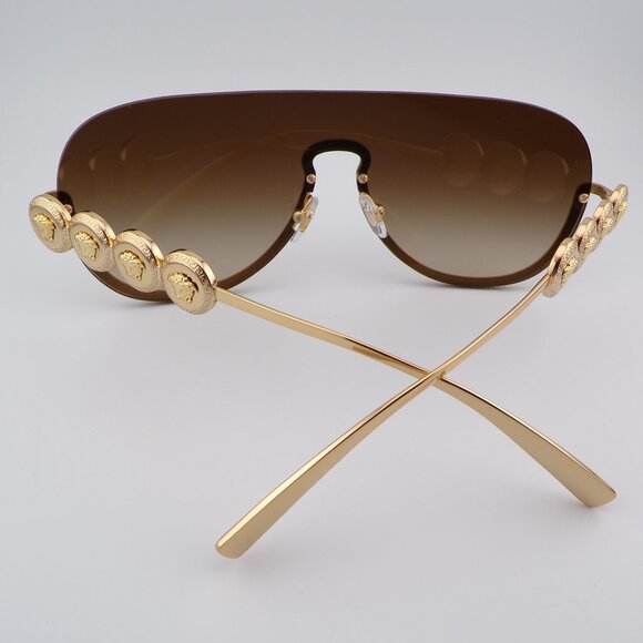 VERSACE Gold Gradient Semi Rimless Shield Shades, Medusa Logo Single Lens VE2215 main image 16